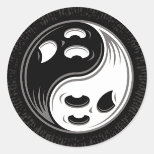 Ghost Yin Yang Black and White Classic Round Sticker