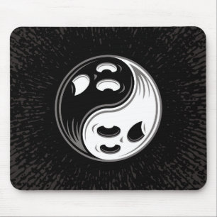 Ghost Yin Yang Black and White Mouse Mat