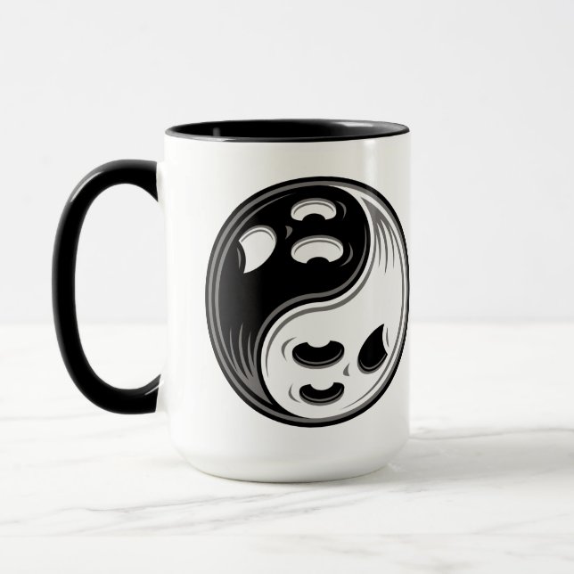 Ghost Yin Yang Black and White Mug (Left)