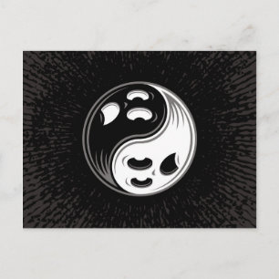 Ghost Yin Yang Black and White Postcard