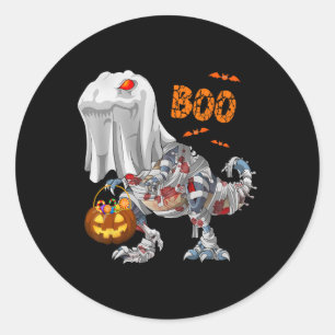 Ghost Zombie Mummy Dinosaur Funny Boo Halloween Pu Classic Round Sticker