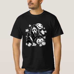 Ghostface Knife Autumn Leaves Pumpkin Halloween Sl T-Shirt