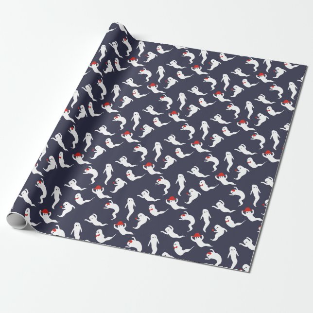 Ghosties About Town Wrapping Paper (Unrolled)
