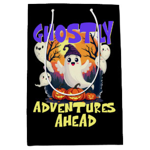 Ghostly Adventures Ahead, Halloween Party Ghosts Medium Gift Bag