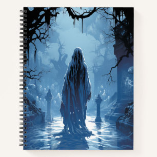 Ghostly Apparition in a Graveyard Spiral Notebook