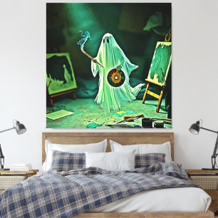 Ghostly Artist's Eerie Masterpiece Canvas Print