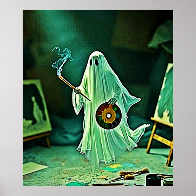 Ghostly Artist's Eerie Masterpiece Poster (Front)