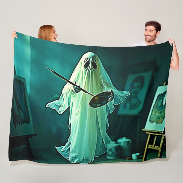 Ghostly Artist's Studio Design Fleece Blanket (In Situ)