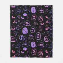 Ghostly Bats & Eerie Faces Halloween Black