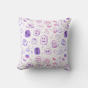Ghostly Bats & Eerie Faces Halloween Decor Cushion