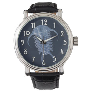 Ghostly Blue "Paleo-chic" Paraceraurus Trilobite Watch