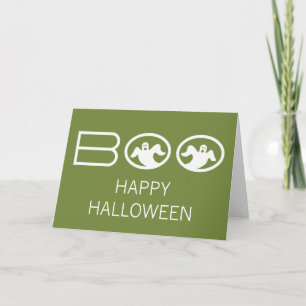 Ghostly Boo Halloween Card, Green and White Card
