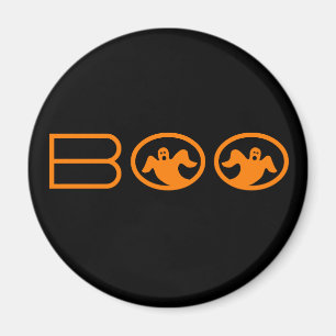 Ghostly Boo Halloween Magnet, Black and Orange Magnet