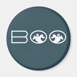 Ghostly Boo Halloween Magnet, Blue and White Magnet