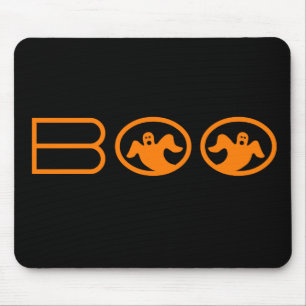 Ghostly Boo Mousepad, Black and Orange Mouse Mat