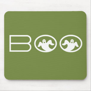 Ghostly Boo Mousepad, Green and White Mouse Mat