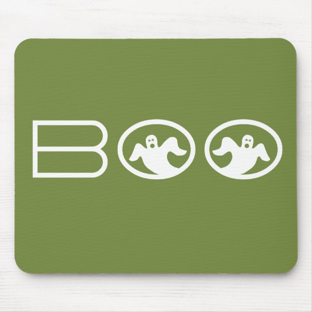 Ghostly Boo Mousepad, Green and White Mouse Mat (Front)