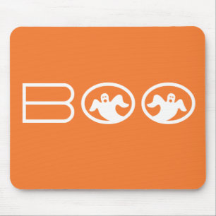 Ghostly Boo Mousepad, Orange and White Mouse Mat