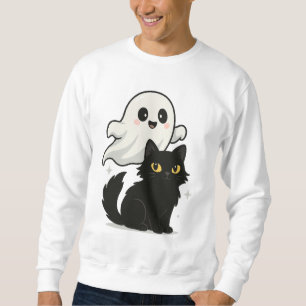 Ghostly Cat Vibes – Spooky Cute T-Shirt Sweatshirt