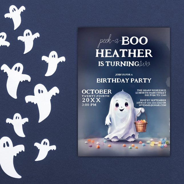 Ghostly Delight Peek-a-Boo 2nd Birthday Invitation (Creator Uploaded)