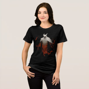 Ghostly Demon Spirit With Flaming Robes Tri-Blend Shirt