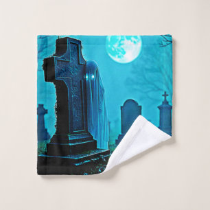 Ghostly Figure in a Graveyard Design Bath Towel Set