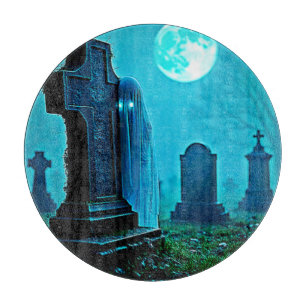 Ghostly Figure in a Graveyard Design Cutting Board