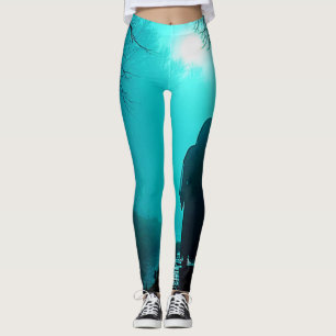 Ghostly Figure in Haunted Woods Design Leggings