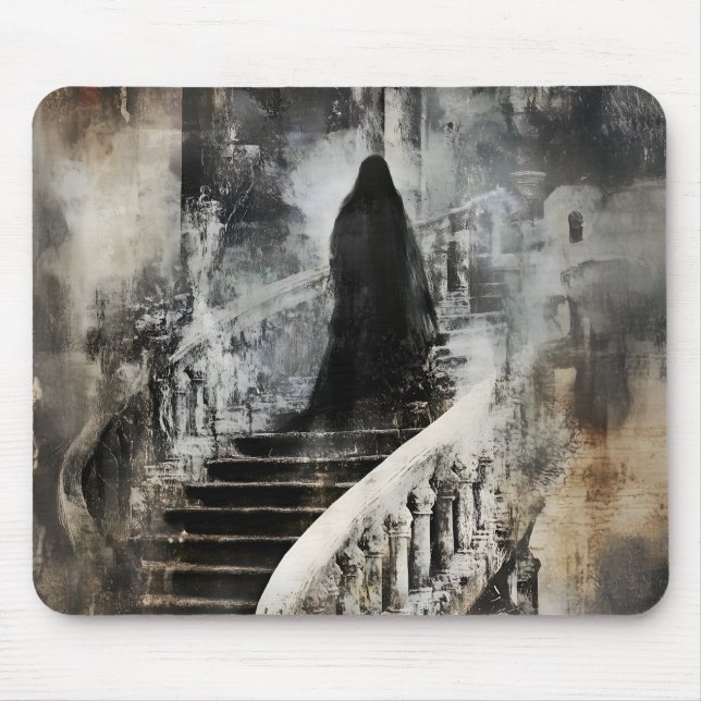 Ghostly Figure on the Stairs 3 Supernatural Occult Mouse Mat (Front)