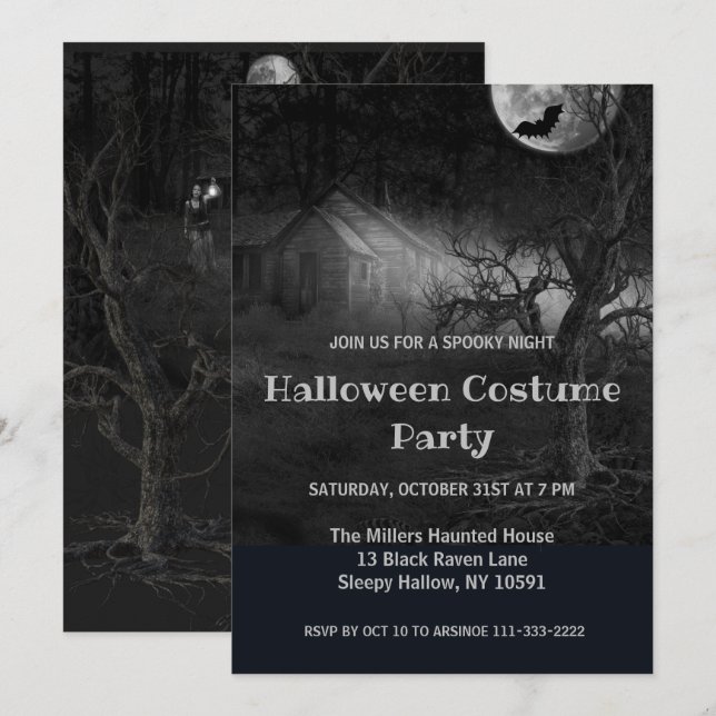 Ghostly Forest Halloween Party Invitation (Front/Back)