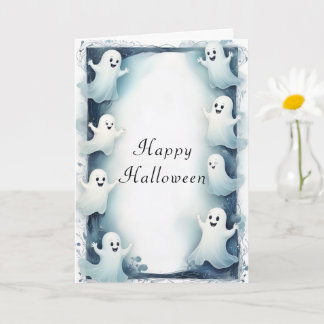 Ghostly Frame Design Halloween Spirits Border Card
