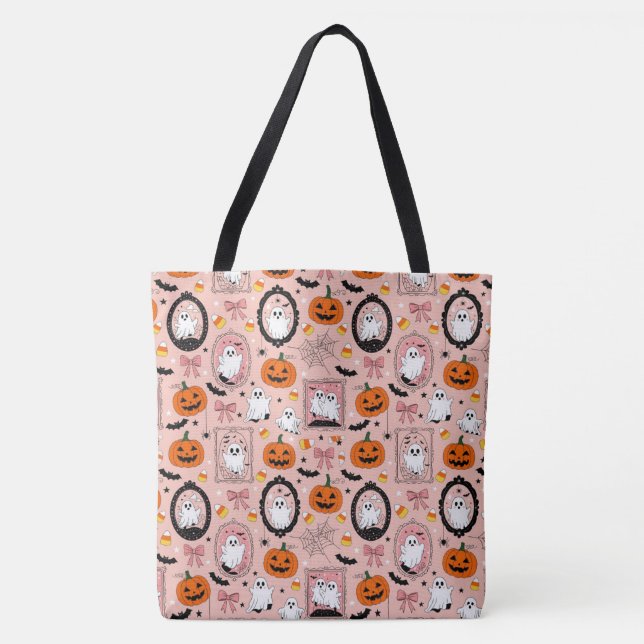 Ghostly Frames – A Pastel Halloween Parade Tote Bag (Front)