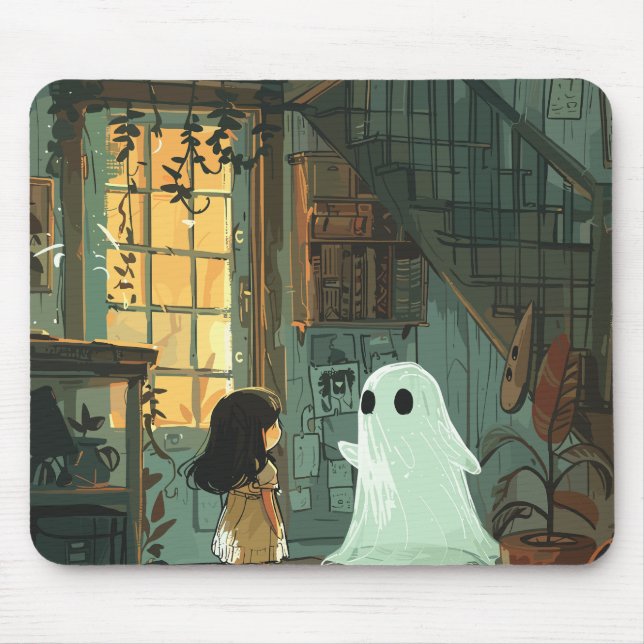 Ghostly Friend Mouse Mat (Front)