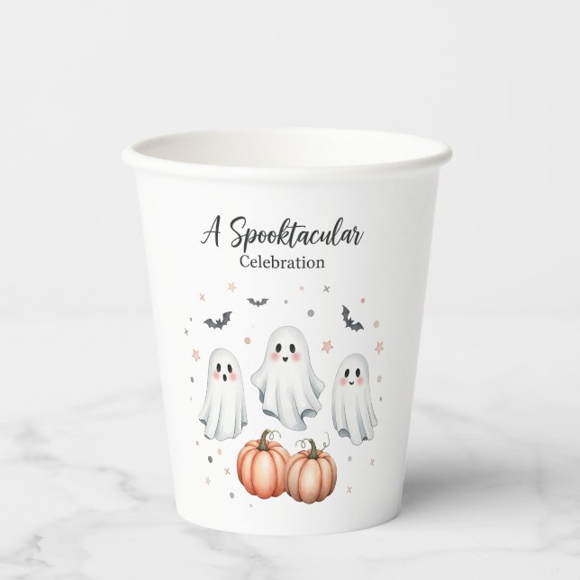 Ghostly Fun Halloween Paper Cups (Front)