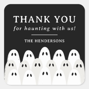 Ghostly Gathering Thank You Favor Square Sticker