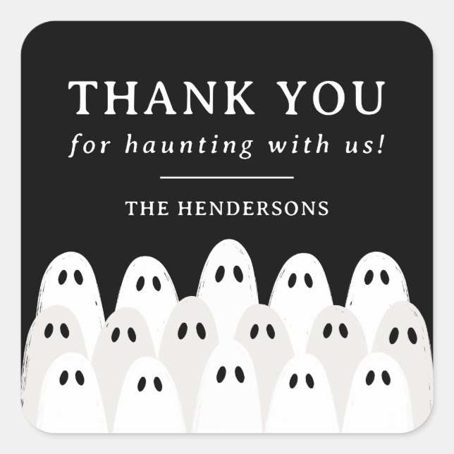 Ghostly Gathering Thank You Favour Square Sticker (Front)