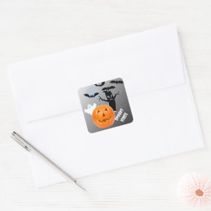 Ghostly Glow "Spooky Vibes" Halloween Square Sticker
