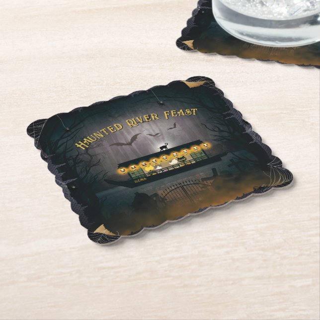 Ghostly Graveyard Cruise  Paper Coaster (Angled)