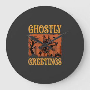 Ghostly Greetings Halloween Doberman Cemetery Desi Large Clock