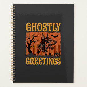 Ghostly Greetings Halloween Doberman Cemetery Desi Planner