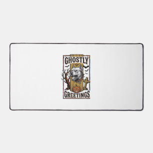 Ghostly Greetings Shirt Vintage Engraving Hallowee Desk Mat