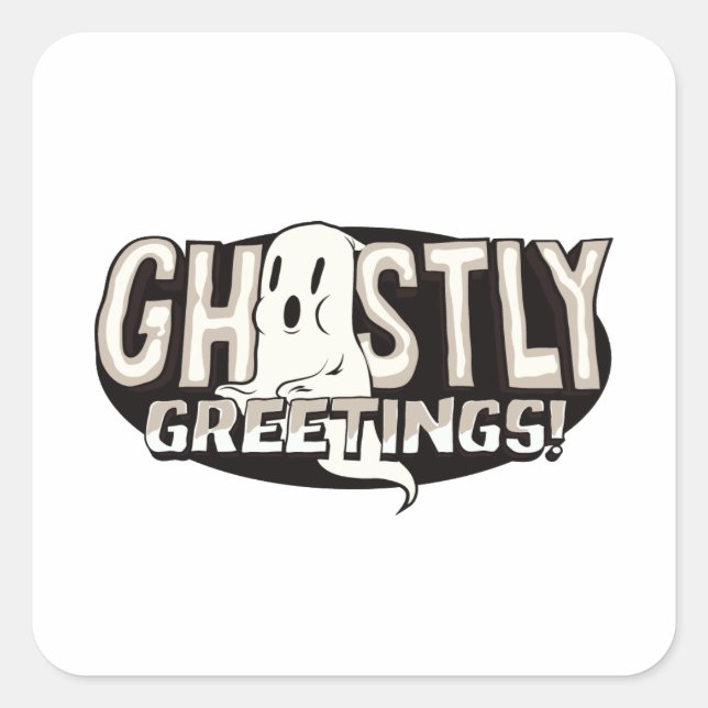 Ghostly Greetings Square Sticker (Front)