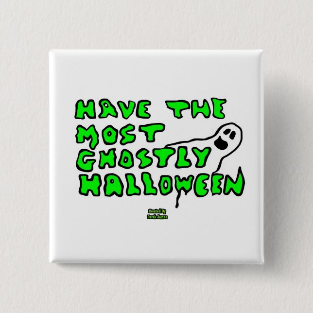 Ghostly Halloween 2 Inch Square Button (Front)