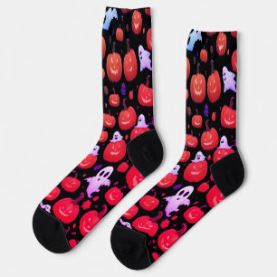 Ghostly Halloween Fun Socks Pink
