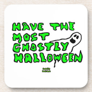 Ghostly Halloween Hard Plastic Coaster