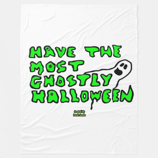 Ghostly Halloween Large Fleece Blanket (Front)