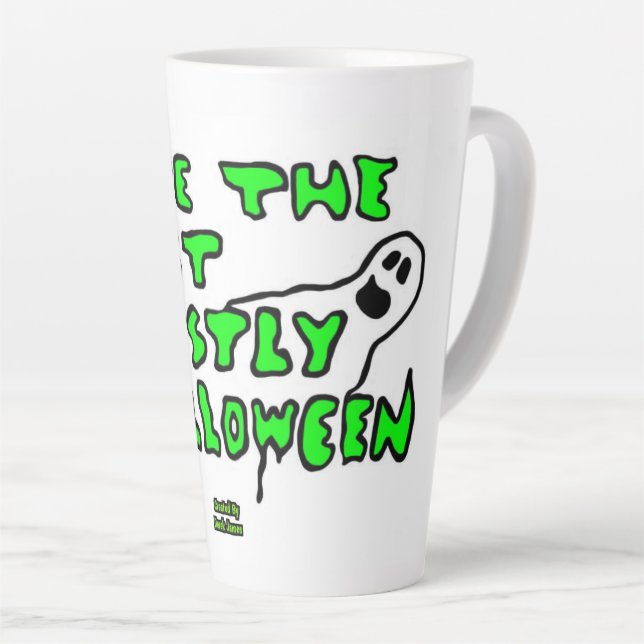 Ghostly Halloween Large Latte Mug (Right Angle)