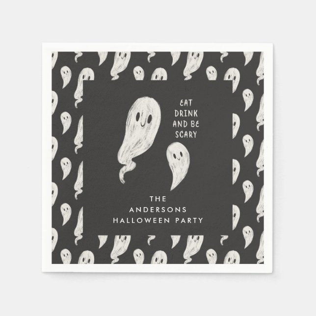 Ghostly halloween party halloween napkins (Front)