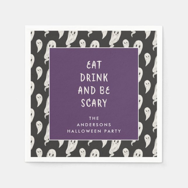 Ghostly halloween party halloween napkins (Front)