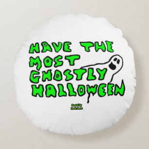 Ghostly Halloween Round Throw Pillow
